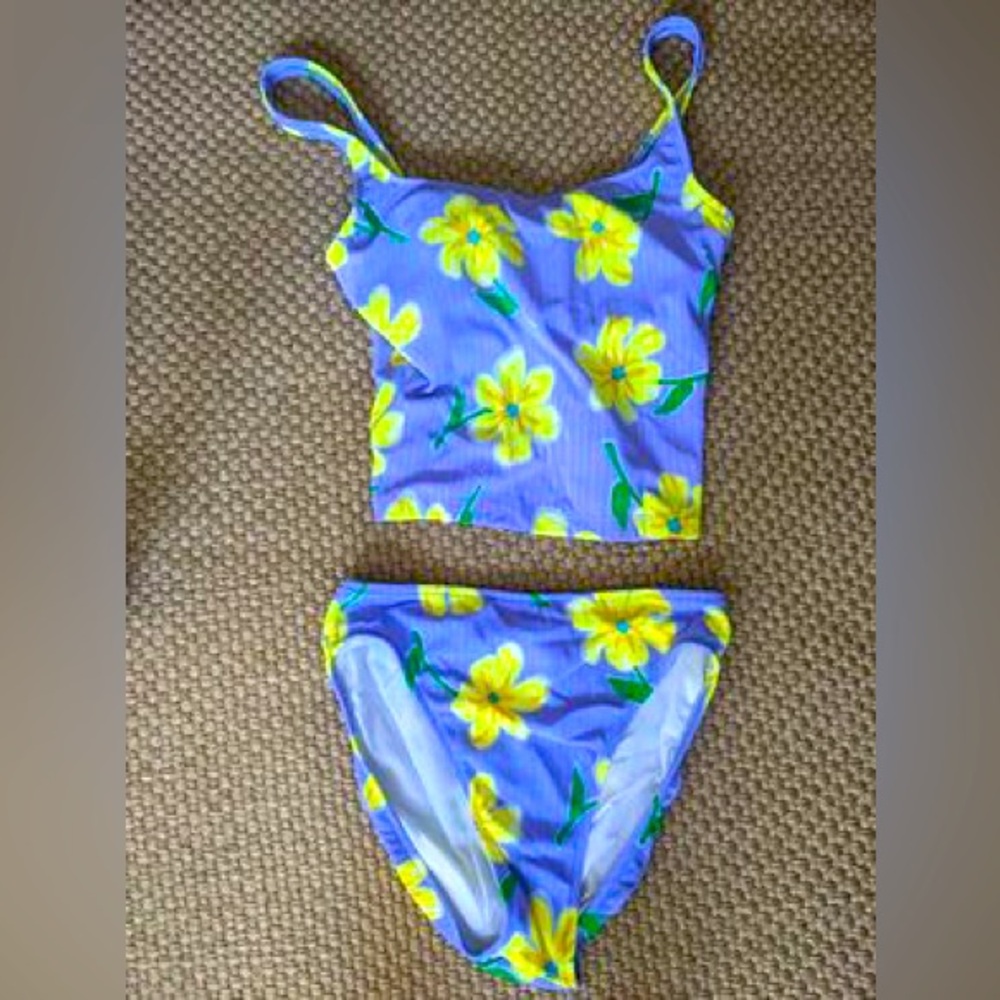 Swimsuit Purple With Yellow Flowers Women's Size 12
